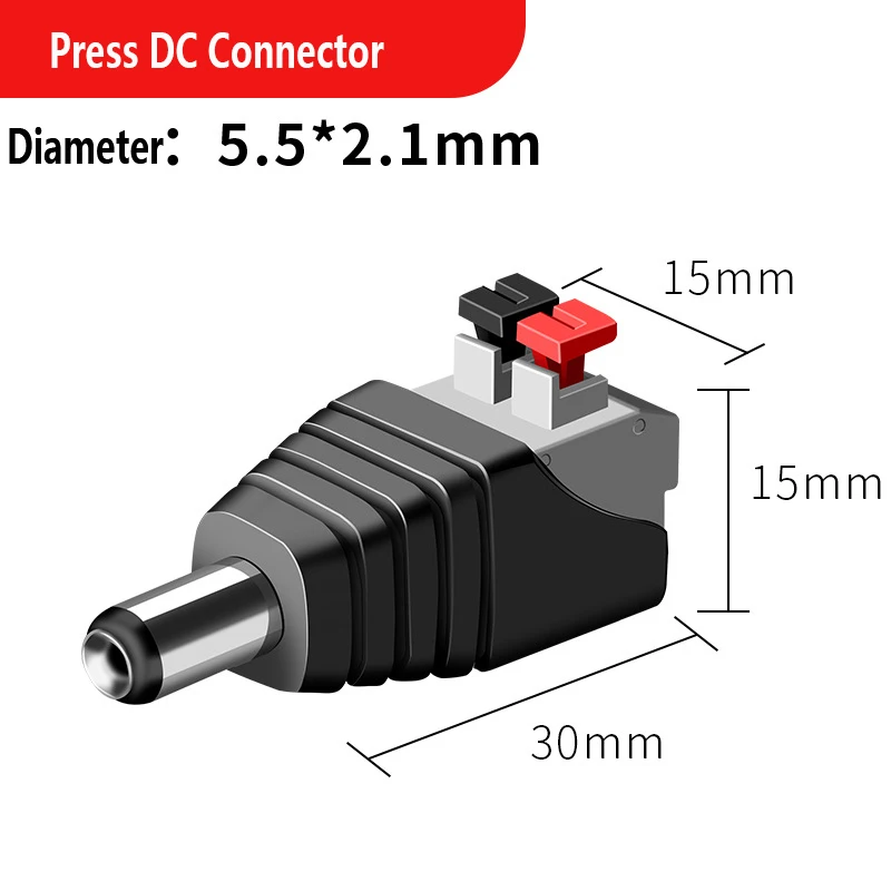 DC Power Connector Plug Male and Female DC Connector 5.5mm X 2.1mm Power Jack Adapter Socket For CCTV Camera LED Strip Speaker