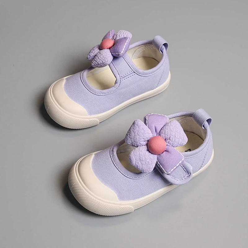 Sapatos de lona infantil com flor grande, tênis casuais, respirável, outono, criança, infantil, meninas, bebê, crianças