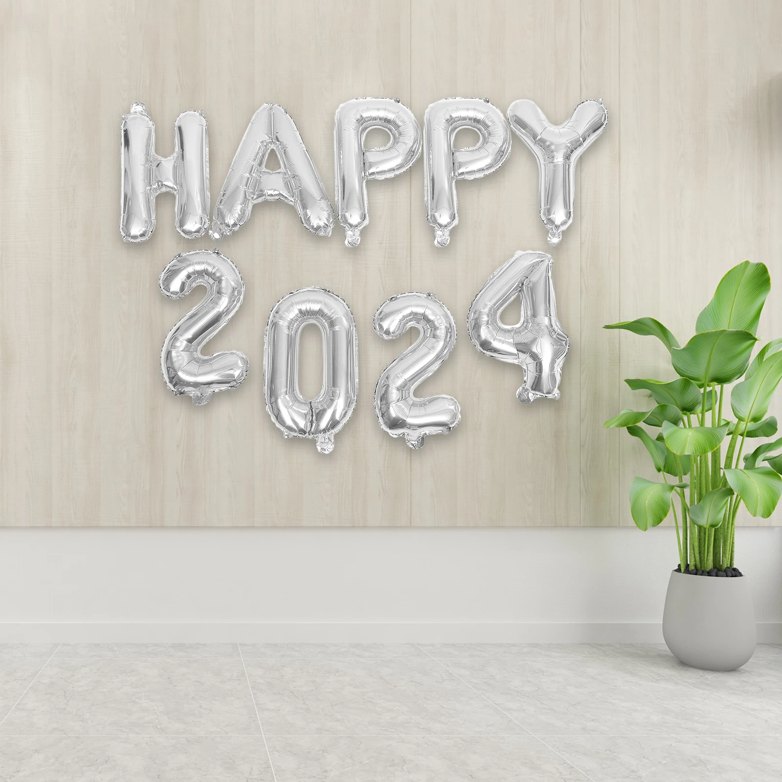 

16 Inch Golden Foil 2024 HAPPY Set New Year Party Supplies Decorations Giant Number Balloons Big Number Balloon Photoshoot Props