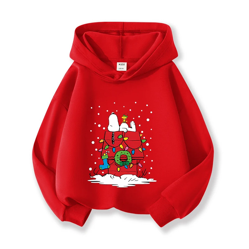 سنوبي الأطفال هوديي الأزياء الكرتون أنيمي نمط أعلى الخريف السفر في الهواء الطلق يندبروف الملابس الدافئة الأطفال هدية الكريسماس #3