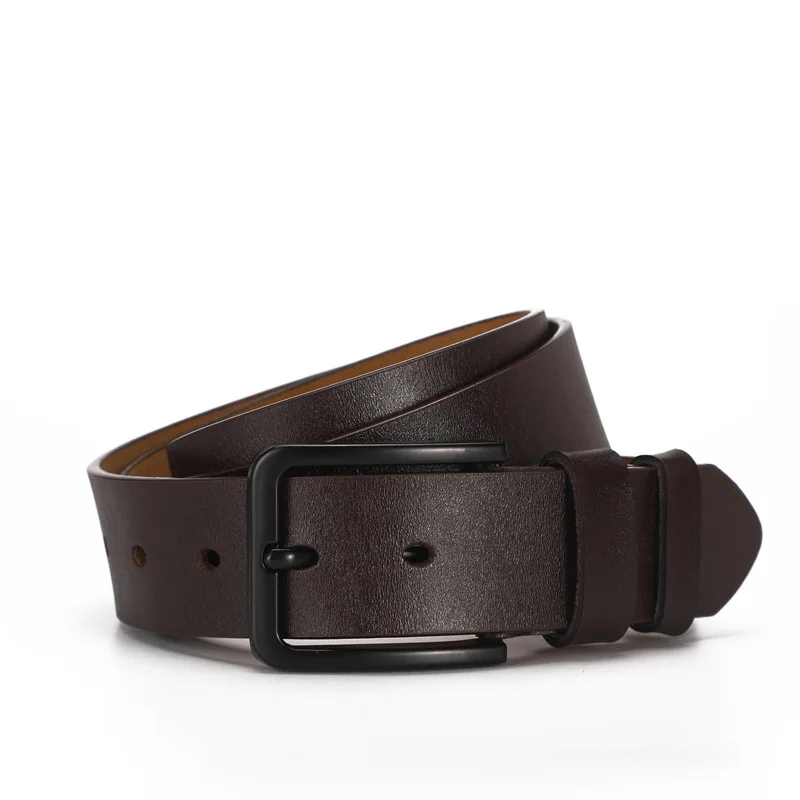 Ceinture en denim rétro à boucle à aiguille noire pour hommes, pur cuir de cercle, ceinture surdimensionnée étendue