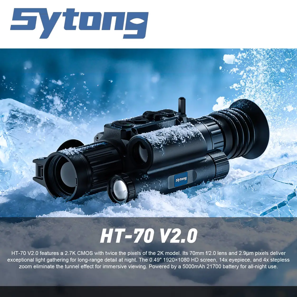 SytongHT-70 V2.0 Night Vision 2.7K Three in One Laser Ranging Tactical Target Observation Telescope Outdoor Patrol Equipment
