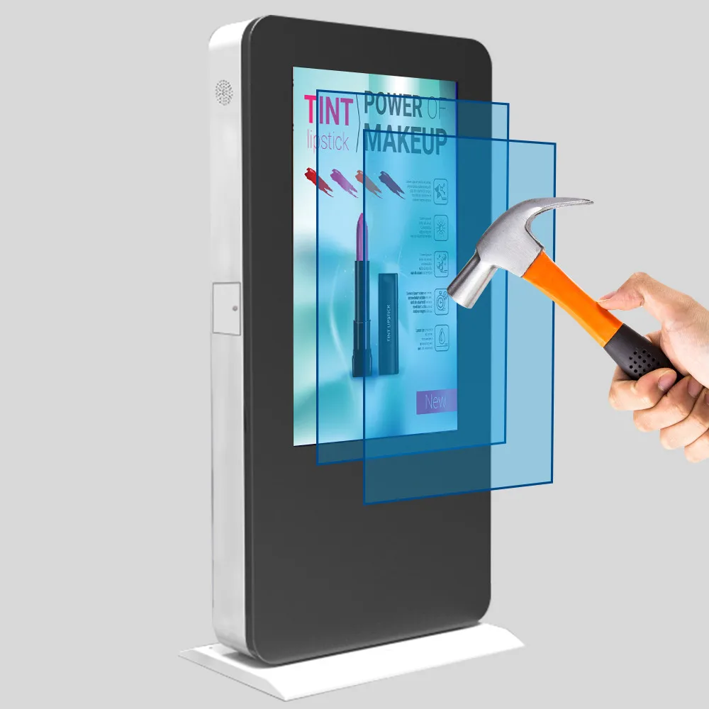 Custom 65inch Outdoor Ip65 Floor Standing Waterproof Vertical Display Advertising Digital Signage Touch Lcd Poster Totem Kiosk