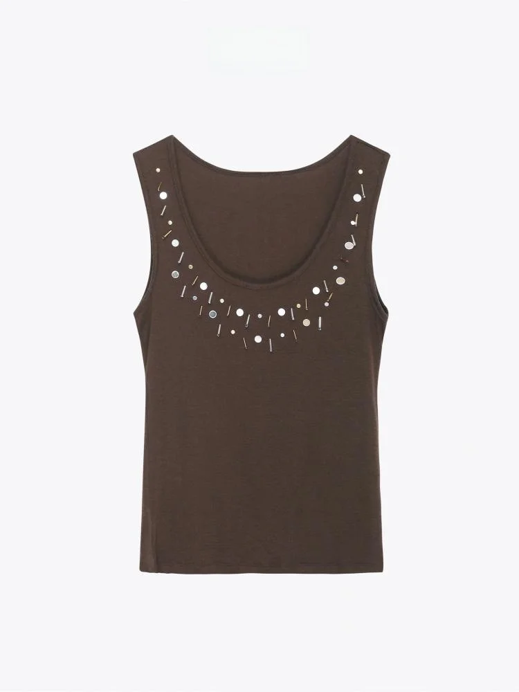 

Forniyoyo Street Sle iny Wool Bead Detail Svel Slim Fit Vest Casual Wear for Women in Their Late Twenties