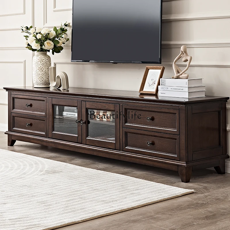 

American Country Retro TV Cabinet Solid Wood Living Room Home Small Apartment TV Stand