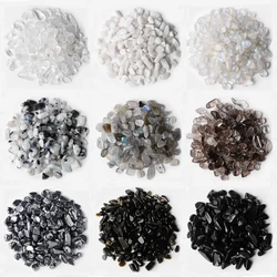 Black White Natural Crystal Quartz Chips Healing Stones Moonstone Obsidian Labradorite Gravel Specimen Jewelry Stone Decor Bulk