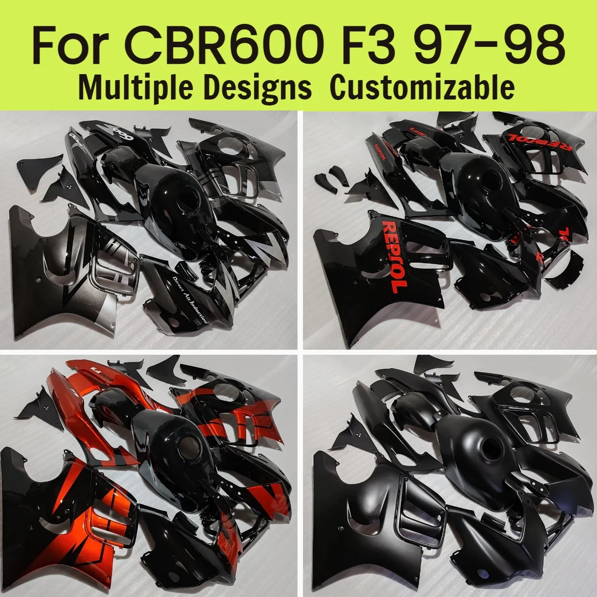 

Moto Cross Fairing Kit CBR 600F3 1997 1998 ABS Painted Fairings Injection Molding Fit for Honda CBR600F3 97 98