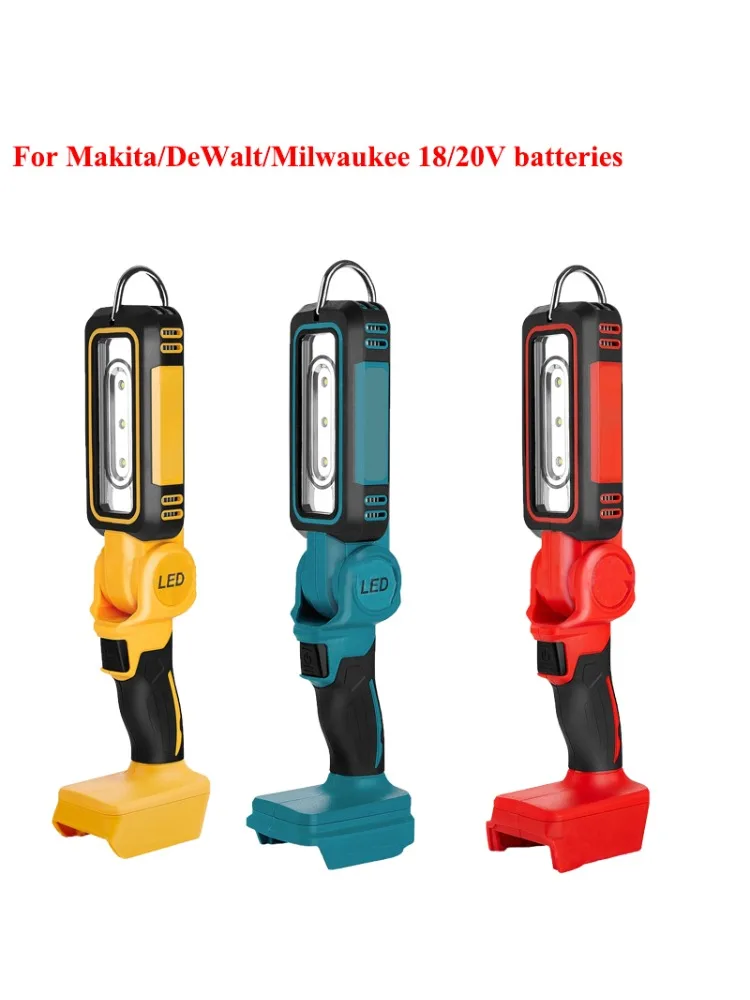 Przenośna, bezprzewodowa lampa robocza LED do akumulatorów litowych 18/20V Makita/DeWalt/Milwaukee, idealna do oświetlenia kempingowego. — zdjęcie produktu 7