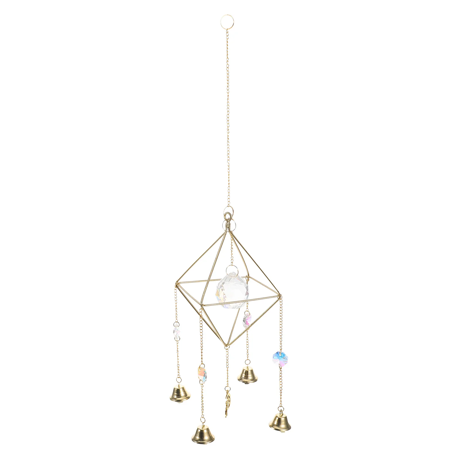 

Golden Bell Wind Chime Pendant Crystal Suncatcher Rainbow Maker Patio Garden Living Room Decor Outdoor Hanging Bells