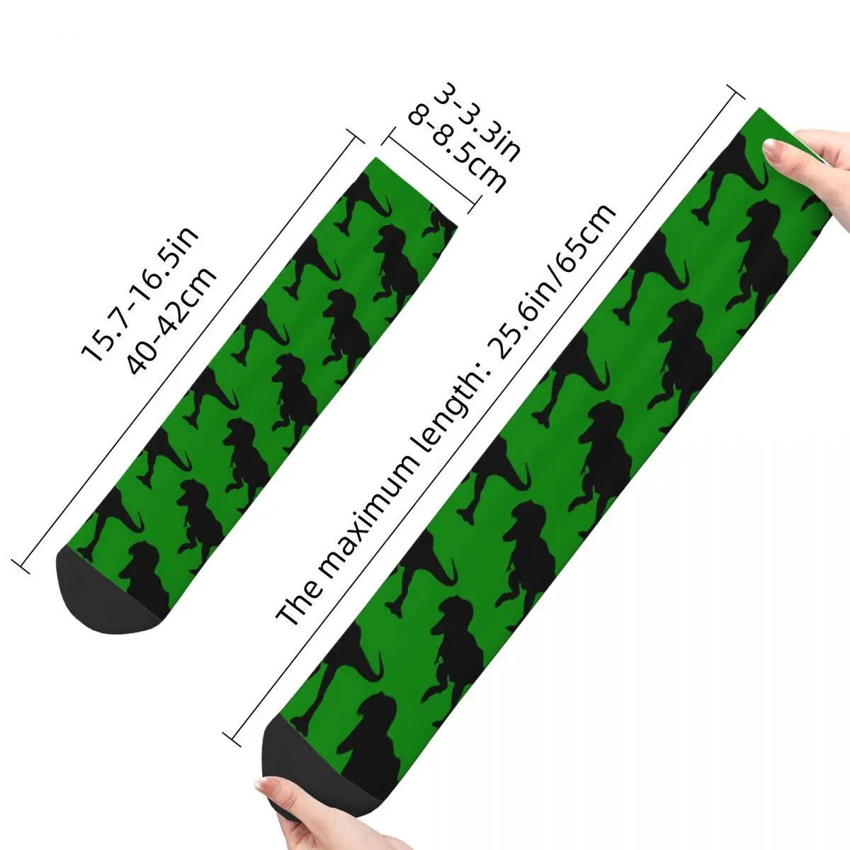 Funny Crazy Sock for Men Green T-Rex Hip Hop Harajuku Dinosaurs Seamless Pattern Printed Boys Crew Sock Novelty Gift image 4