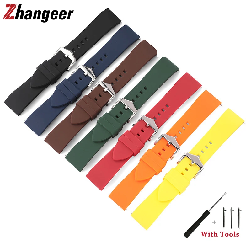 Silicone Strap Quick Release Watch Strap  18mm 19mm 20mm 21mm 22mm 24mm Waterproof smart watch strap universal bracelet