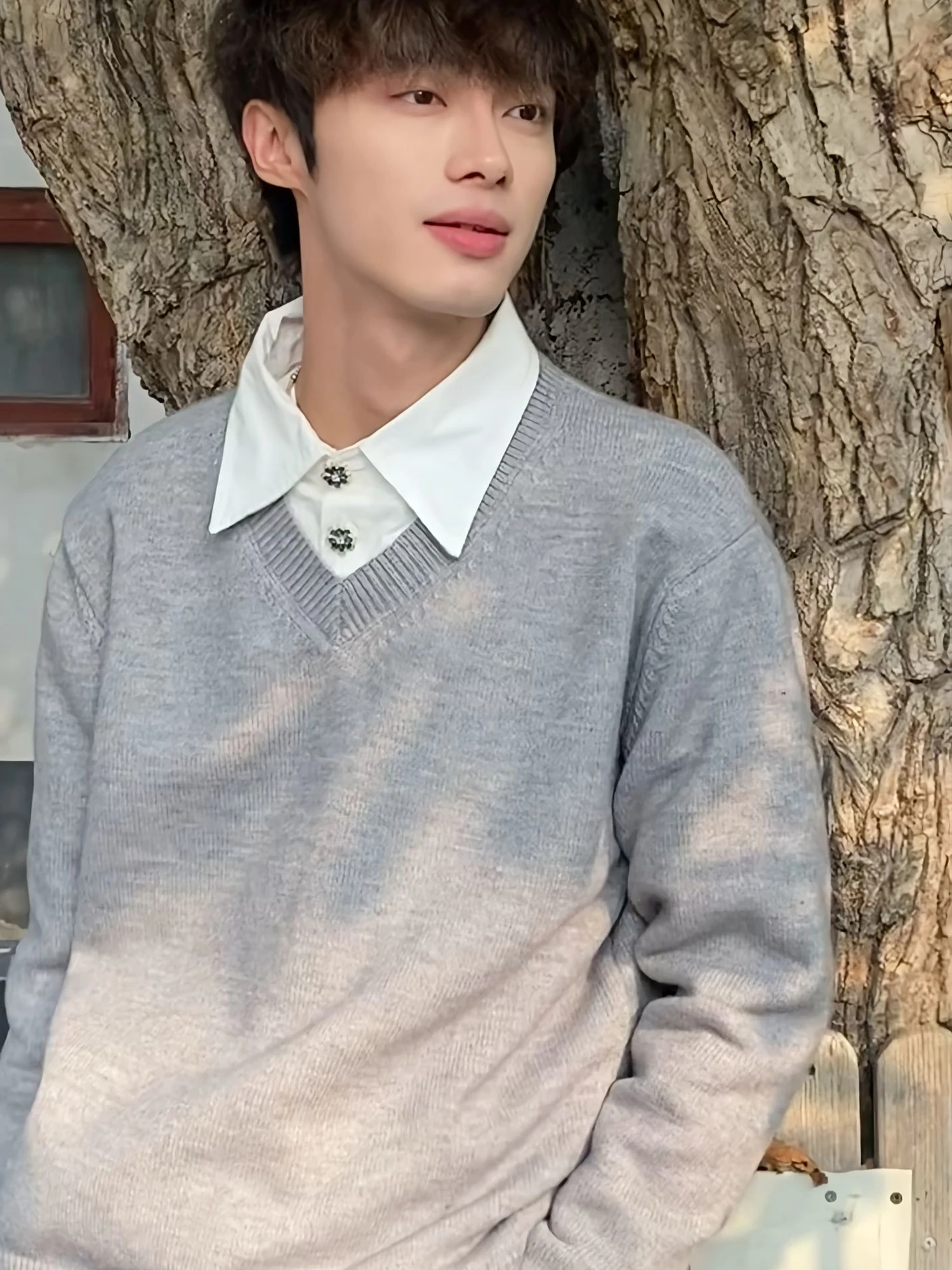 ay محبوك سترة V-Ne الرجال الخريف الشتاء الترفيه Aosphere كلية Sle طويلة Sve زر حتى تريكو غير رسمي #2