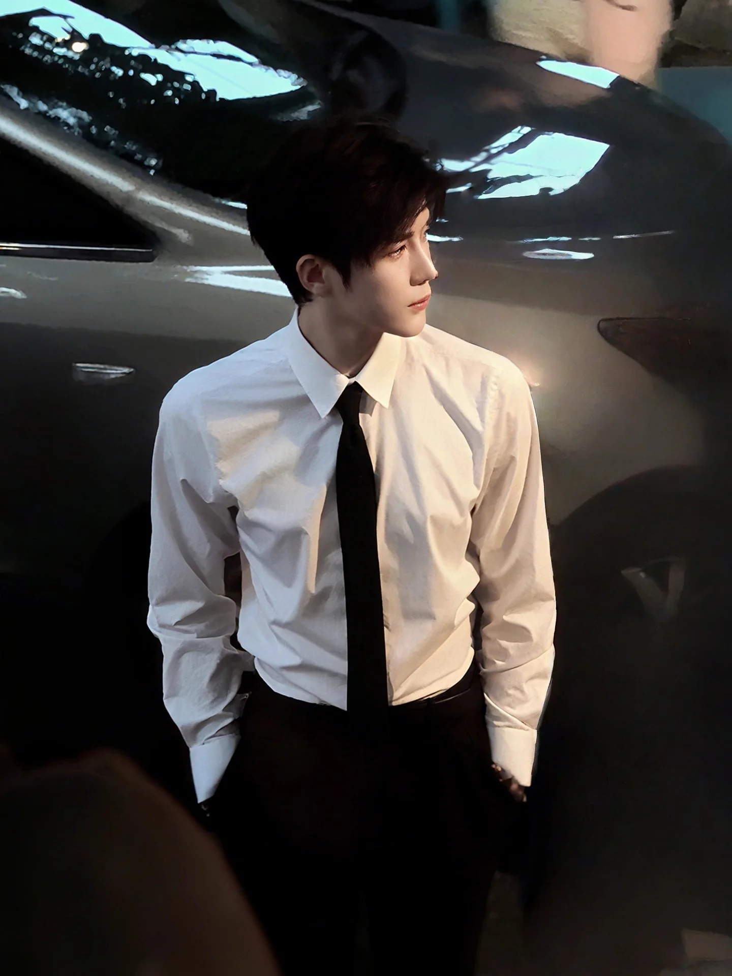 

Naples White Godfather Long Sve irt Men's High-End Feeling Haome Suit Inner Wear Husband Feeling Jaet Polyester Fiber