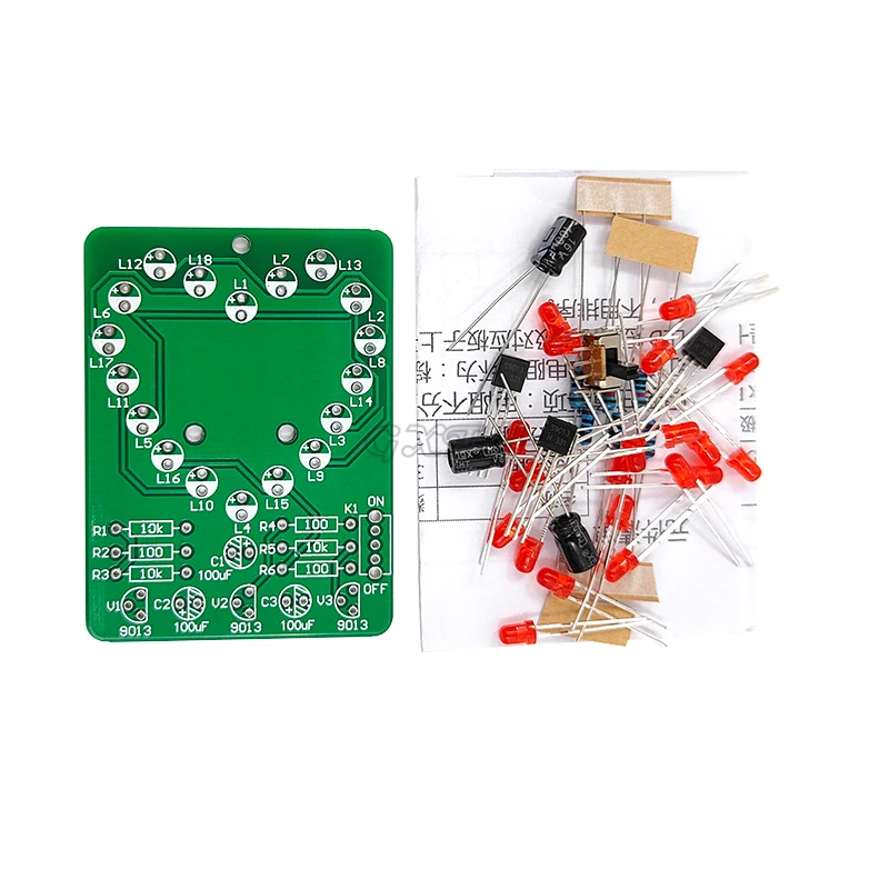 Kit lampada ad acqua a forma di cuore a LED parti fai da te formazione didattica elettronica saldatrice assemblaggio di produzione