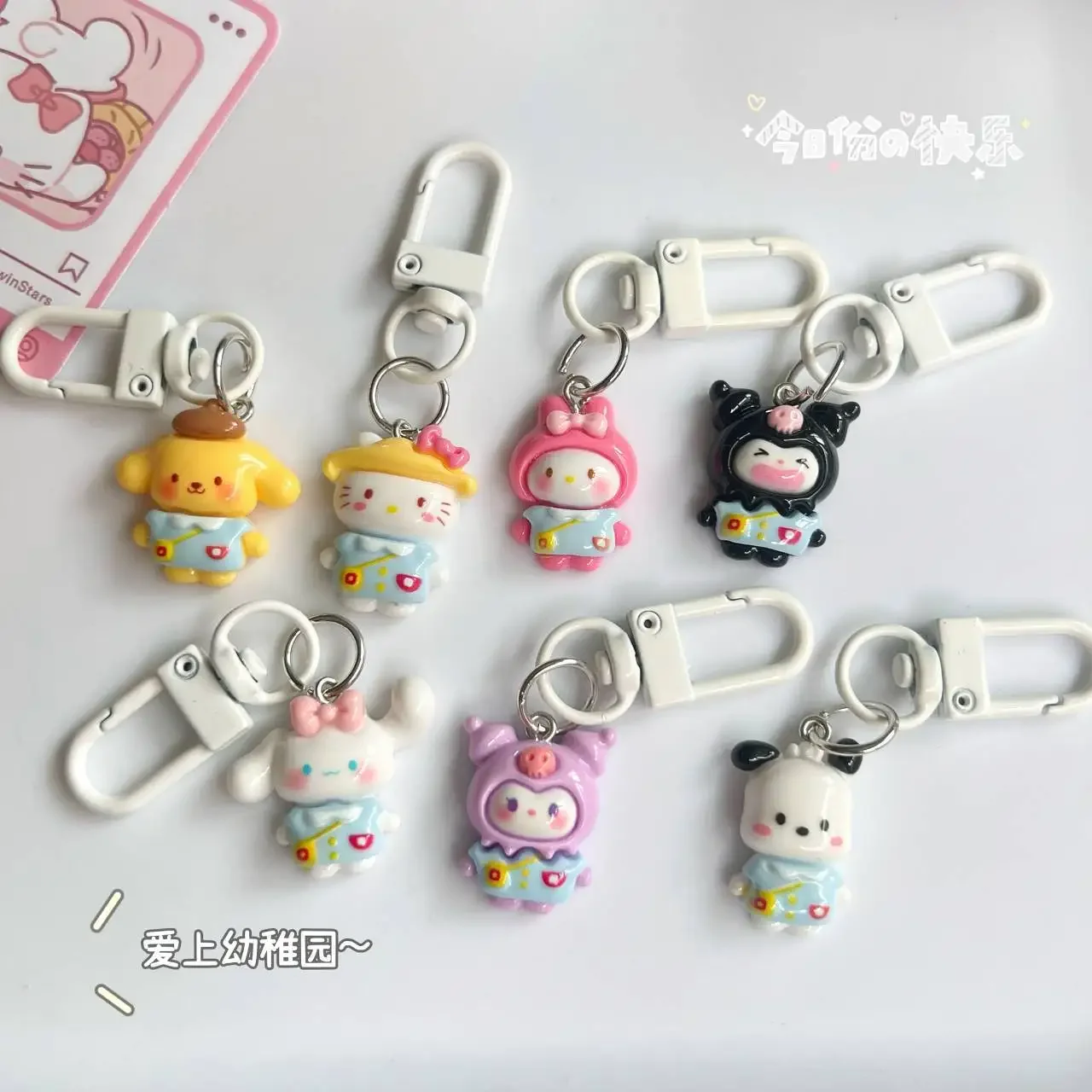 Cute Sanrio Hello Kitty Keychain Cartoon Anime Backpack Pendant Fashion Accessories Keyring Charms Jewelry for Friends Gifts