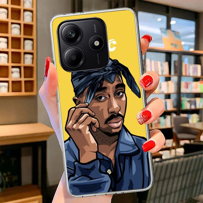 Rapper 2pac Singer Tupac Phone Case For Xiaomi Redmi Note 15 14 13 12 11 10 Pro Plus 14S 12S 11S 11T 11E 10S Soft Fundas Shell R