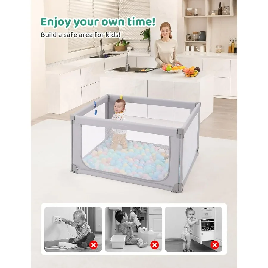 Foldable Baby Playpen Small Playpen for Babies and Toddlers Baby Play Pen with Safety Gate Corrales para Bebes Adjustable Porta