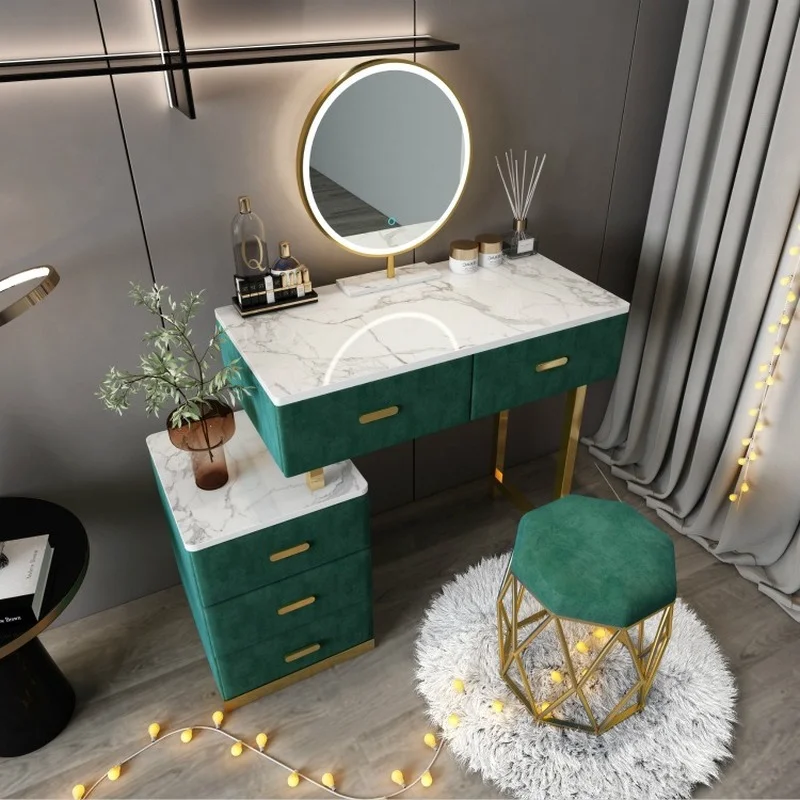 Dressing table set with Lighted Mirror with Storage cabinet Makeup vanity cabinet with 2 drawers Vanity Desk for Bedroom Decor