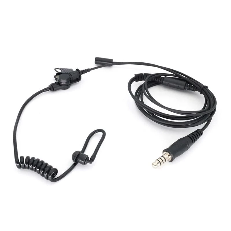 W89C 7.1mm Telescopic Heavy Duty Acoustic Air Tube Earphone Headset Mic Headphone 7.1mm Plug For Walkie Talkie Radios