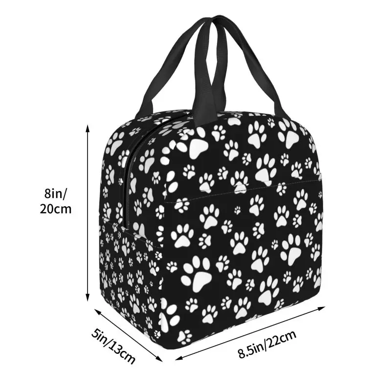 Dog Paw Print Love Pattern Lunch Box for Women Animal Footprint Cooler Thermal Food Insulated Lunch Bag Picnic Tote Bags