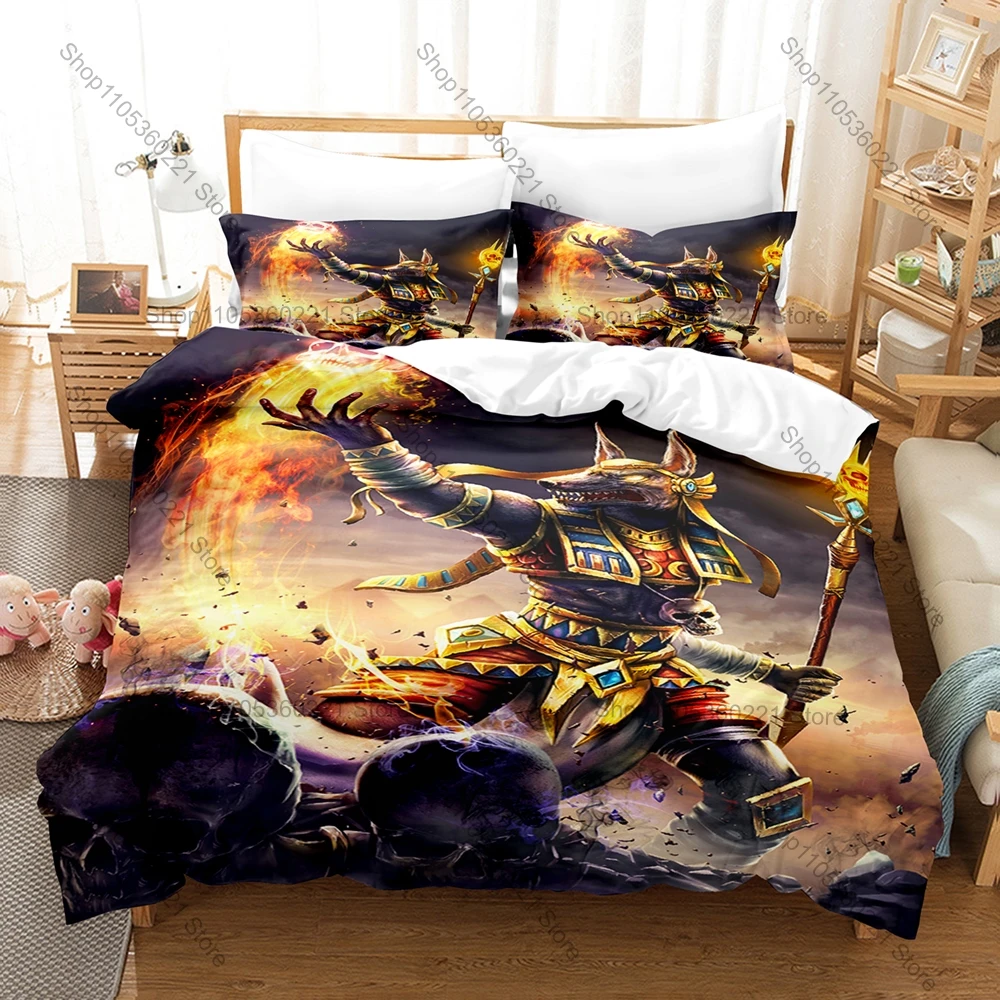 Retro Golden Anubis Sphinx Scarab Egyptian Culture Bedding Set Duvet Cover With 2 Pillowcases Adult Bedroom Decor