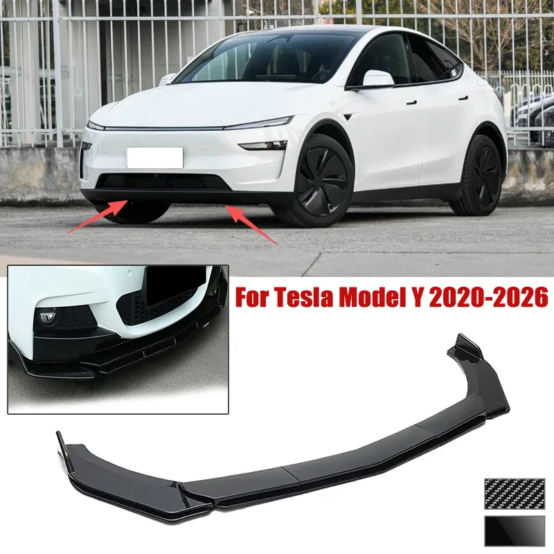 5pcs Front Bumper Shovel For Tesla Model Y 2020-2026 Spoiler Front Bumper Deflector Anti Scratch Protection Device Accessories