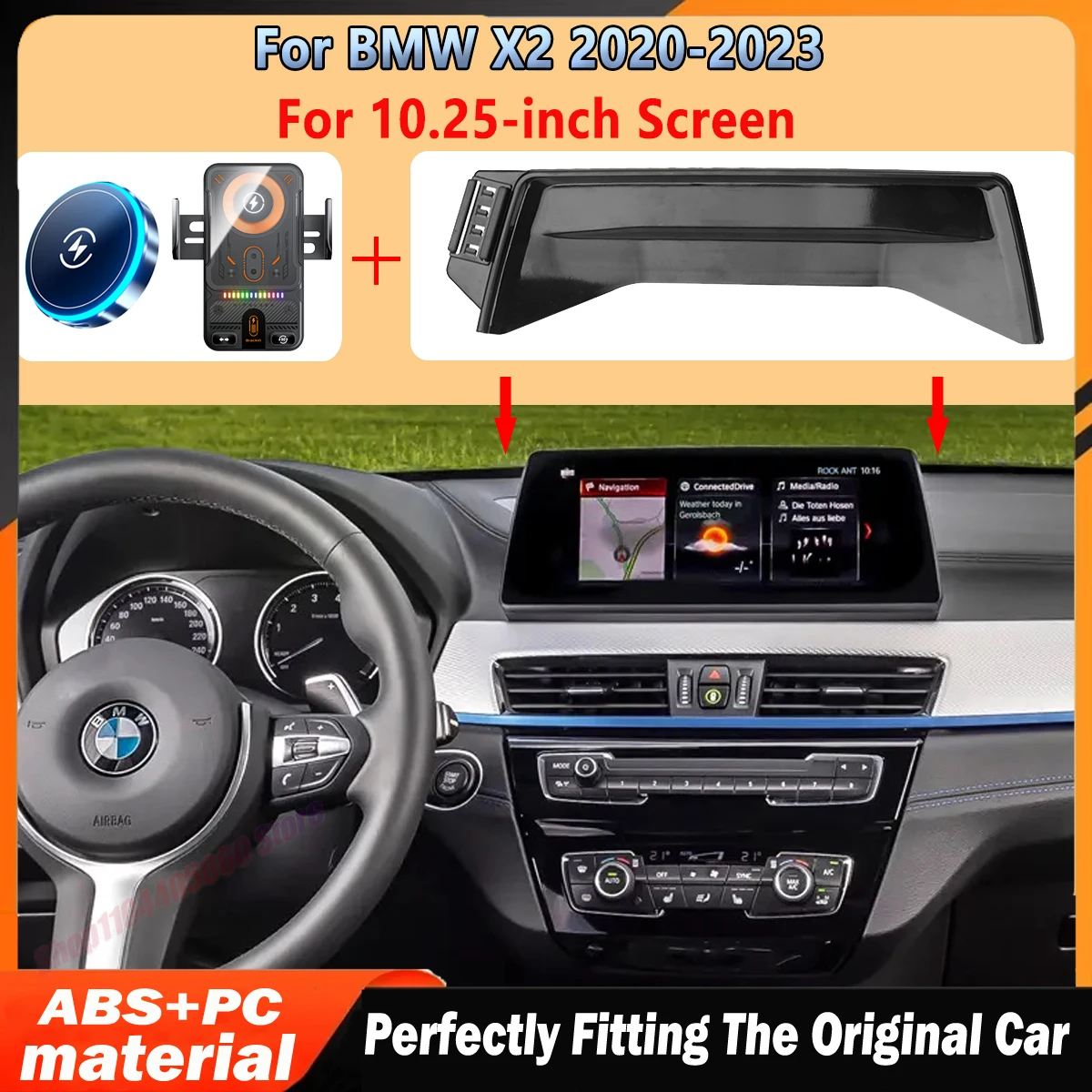 For BMW X2 2020-023 Magnetic 15W Wireless Charging Fixed 10.25" Display Car Phone Holder vent Wireless Charging Car charger
