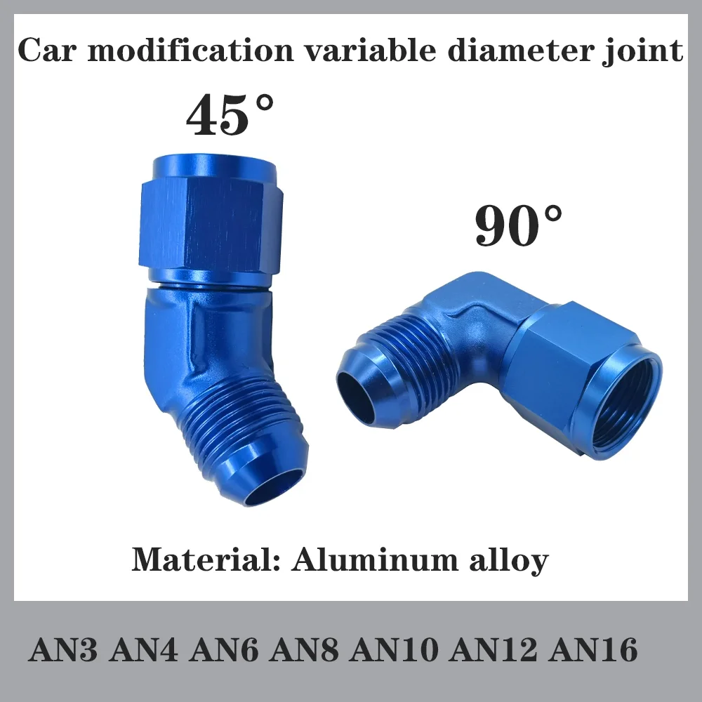 

Oil Fuel Fittings Anodized Aluminum Fuel Adapter 45 Degree 90 Degree Female AN3/4/6/8/10/12/16 Swivel Adaptors To Male Blue