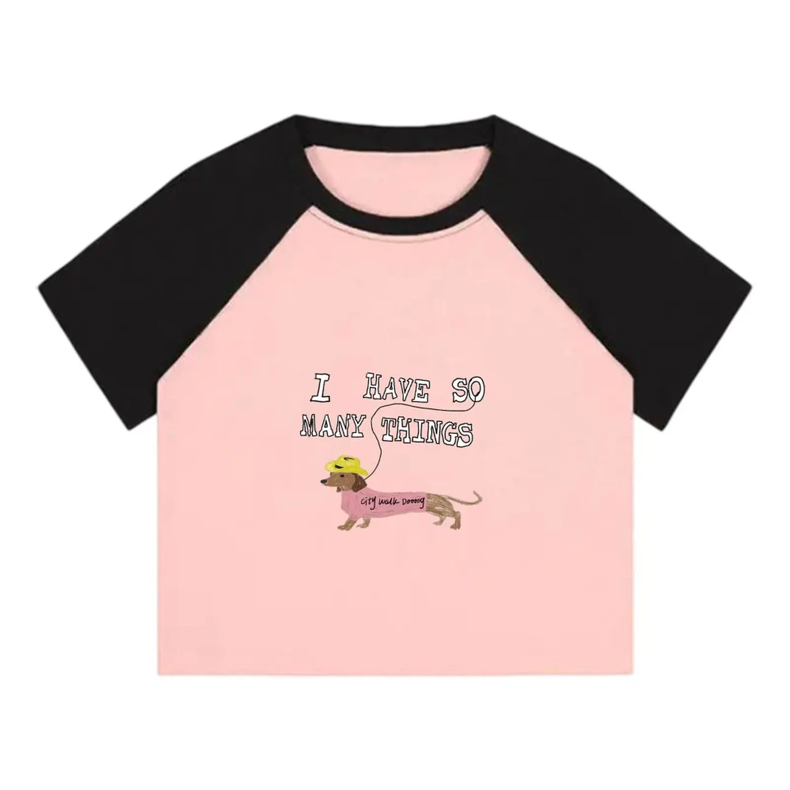 

Casual Streetwear Dachshund Crop Top S-2XL Sizes Available Slight Stretch Fabric Cute Dachshund Crop Top Korean