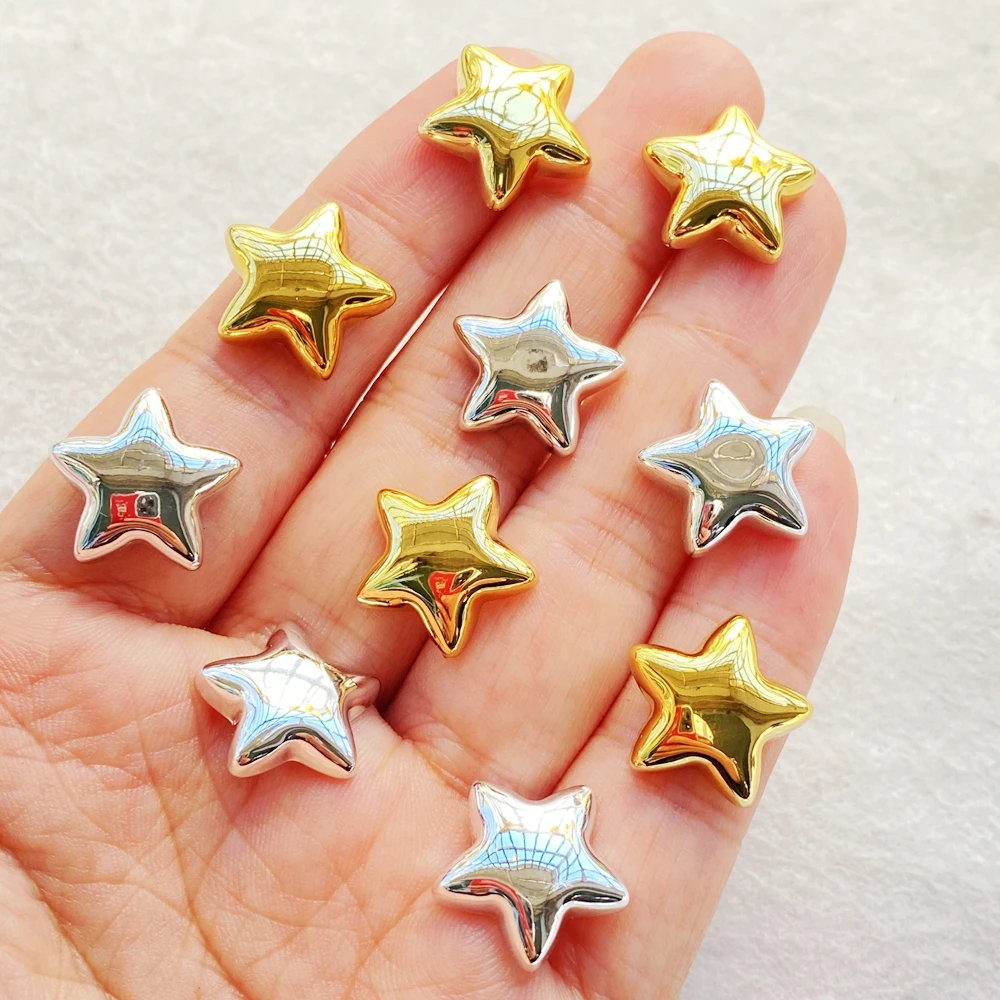 16pcs Resin Kawaii Gold, silver stars Flatback Stone Figurine Scrapbook DIY Decor Home Accessories Crafts