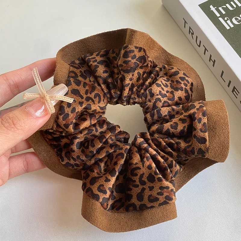 

2pcs/4pcs Winter Retro Leopard Elastic Hair Tie for Women Elegant Daily Wear Decorative Hair Accessories Head Rope