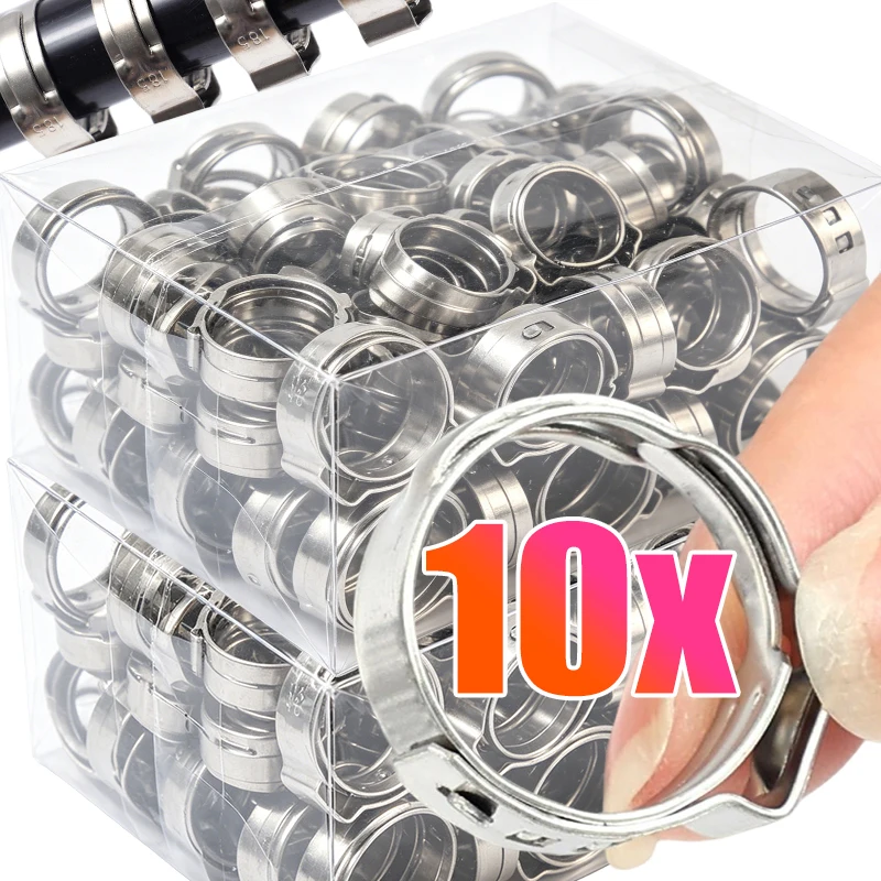 6 Sizes Stainless Steel Ear Clips PEX Clamp Ring Crimp for Single Ear Hose Clamps Hardware Fastener for Water Pipes Vacuum Hoses