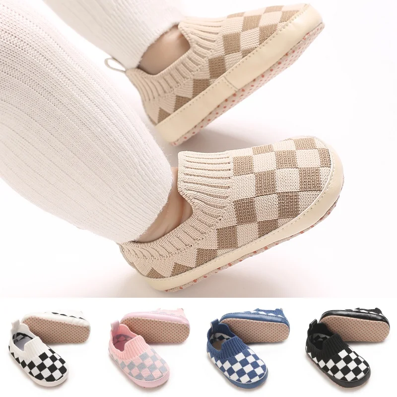 

Classic Checkered Athletic Shoes For Toddlers Boys' Shoes For Girls Mesh Breathable Cotton Sole Casual Sports 0-18M Baby Walk