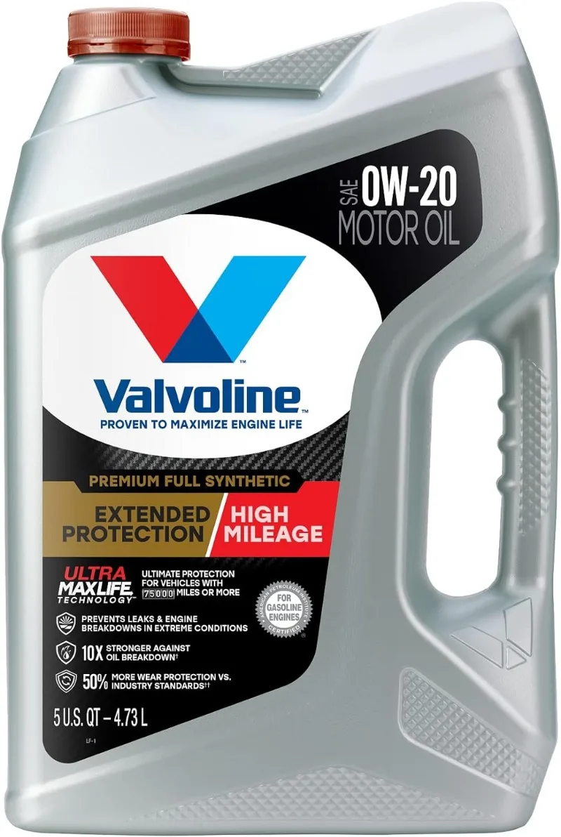 Valvoline Extended Protection High Mileage with Ultra MaxLife Technology 0W-20 Full Synthetic Motor Oil 5 QT, Case of 3