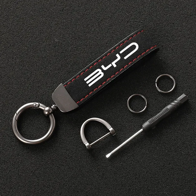 Suede Metal Buckle Car Keychain Business Gift with Logo keyring For BYD Song Qin Han EV Tang DM 2018 PLUS Song Pro MAX Yuan Car