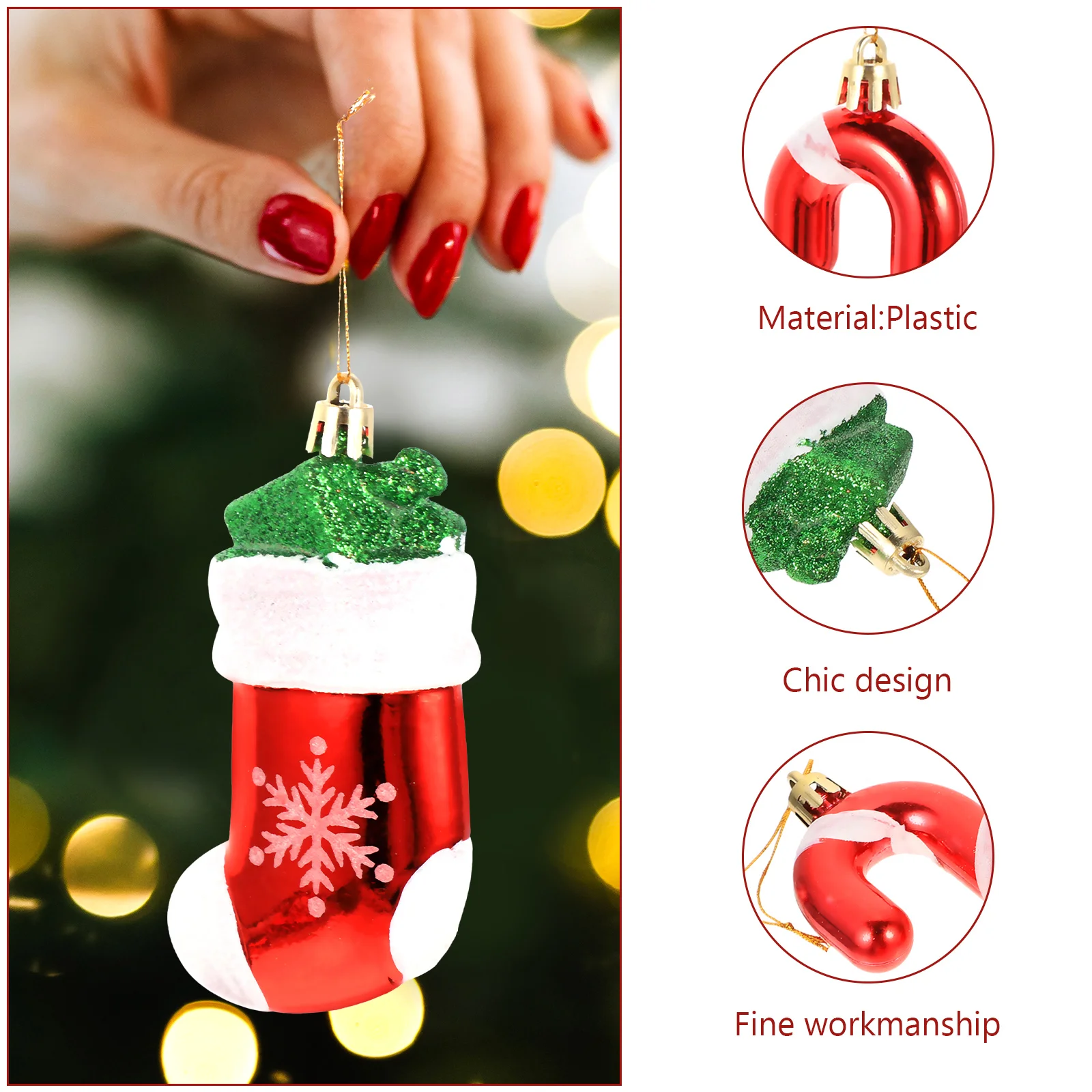 

4 Pcs Inflatable Christmas Ornaments Decor Plastic Shatterproof Pendant Decoration