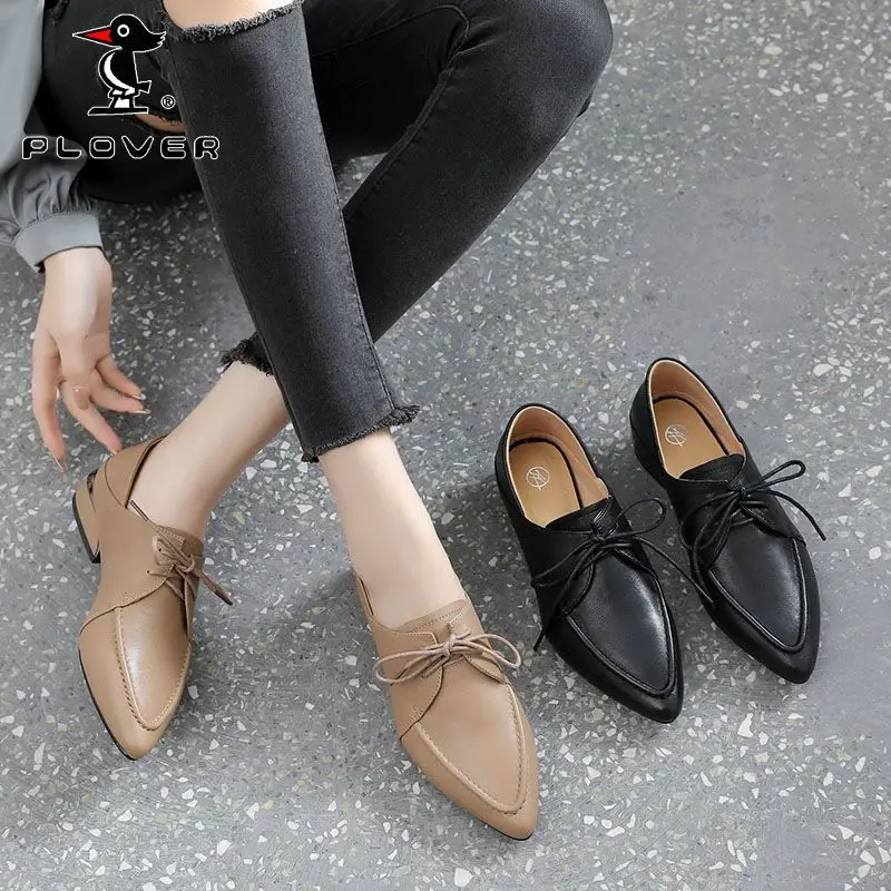 Pointed Toe Shoes For Women 2024 Low Heel Elegant Office Normal Leather Casual Ladies Summer Footwear Chic Point Hot Offer Price