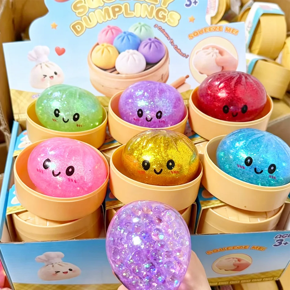 Glitter Dumpling Glitter Dumpling Squishy with Box Dumplings Sensory Squeeze Toy for Stress Relief image 4