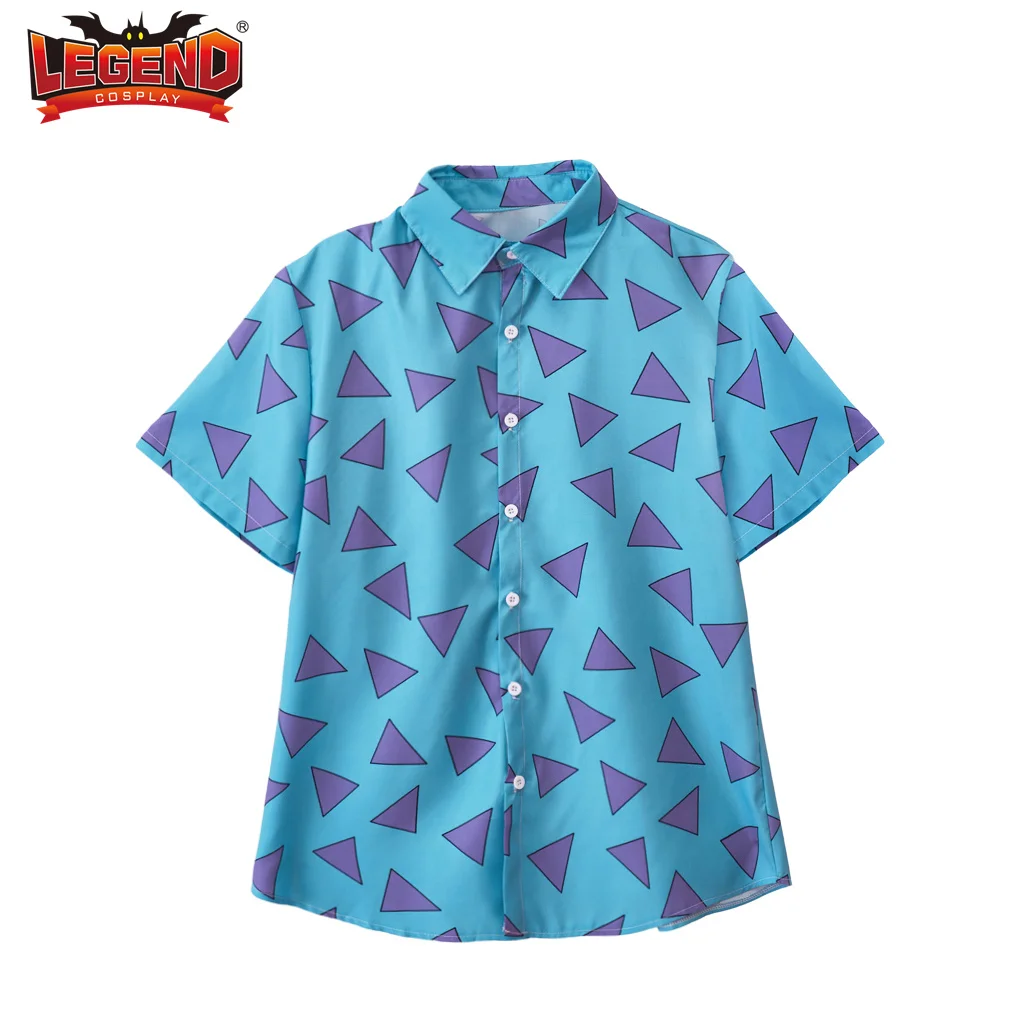 Camiseta de Rocko de la vida moderna para hombre, traje de Cosplay de los 90, camisa hawaiana con botones, triángulo azul