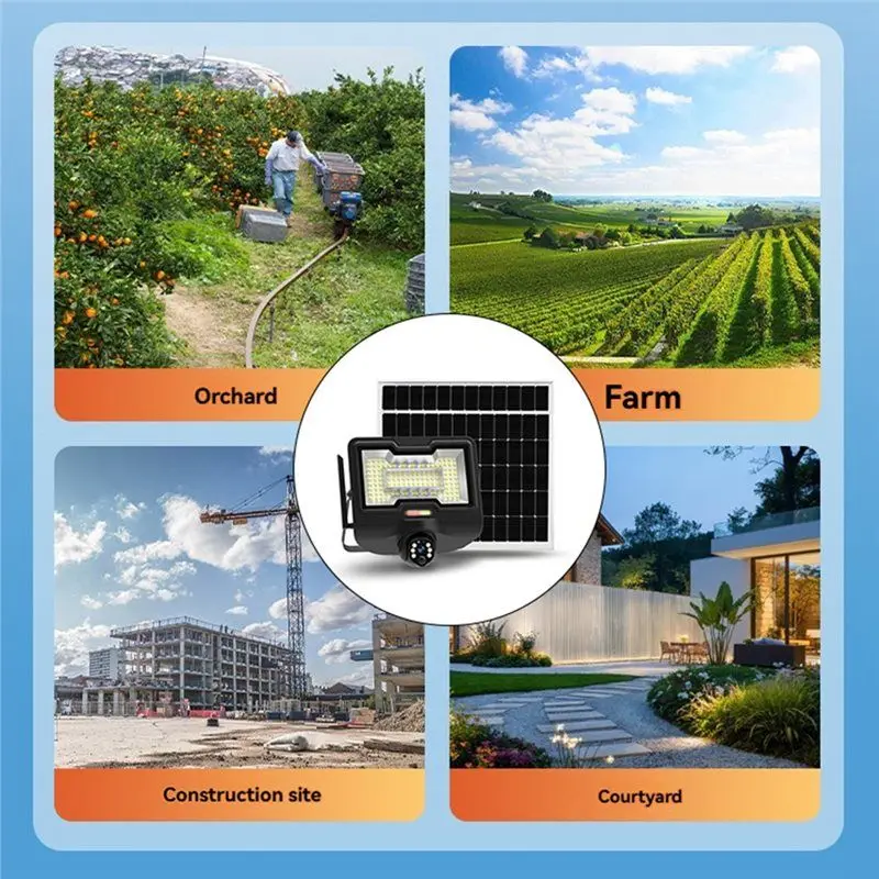 B18B Proiettore 600W e telecamera di sorveglianza ad energia solare 4K HD 3MP per giardino esterno Frutteto Fattoria 360 °   IP65 impermeabile