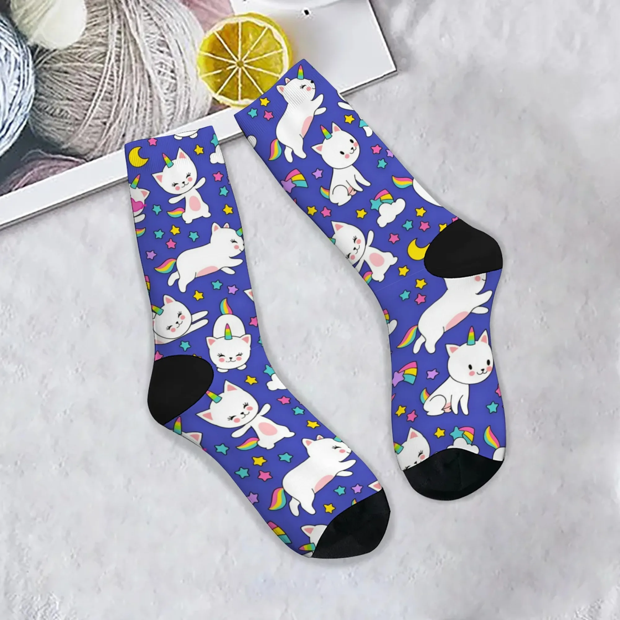 Neuheit Cartoon Einhorn Horn Katze Casual Socken Harajuku Retro Street Crew Socken Bequeme Atmungsaktive Nicht-slip Socken Party Geschenk