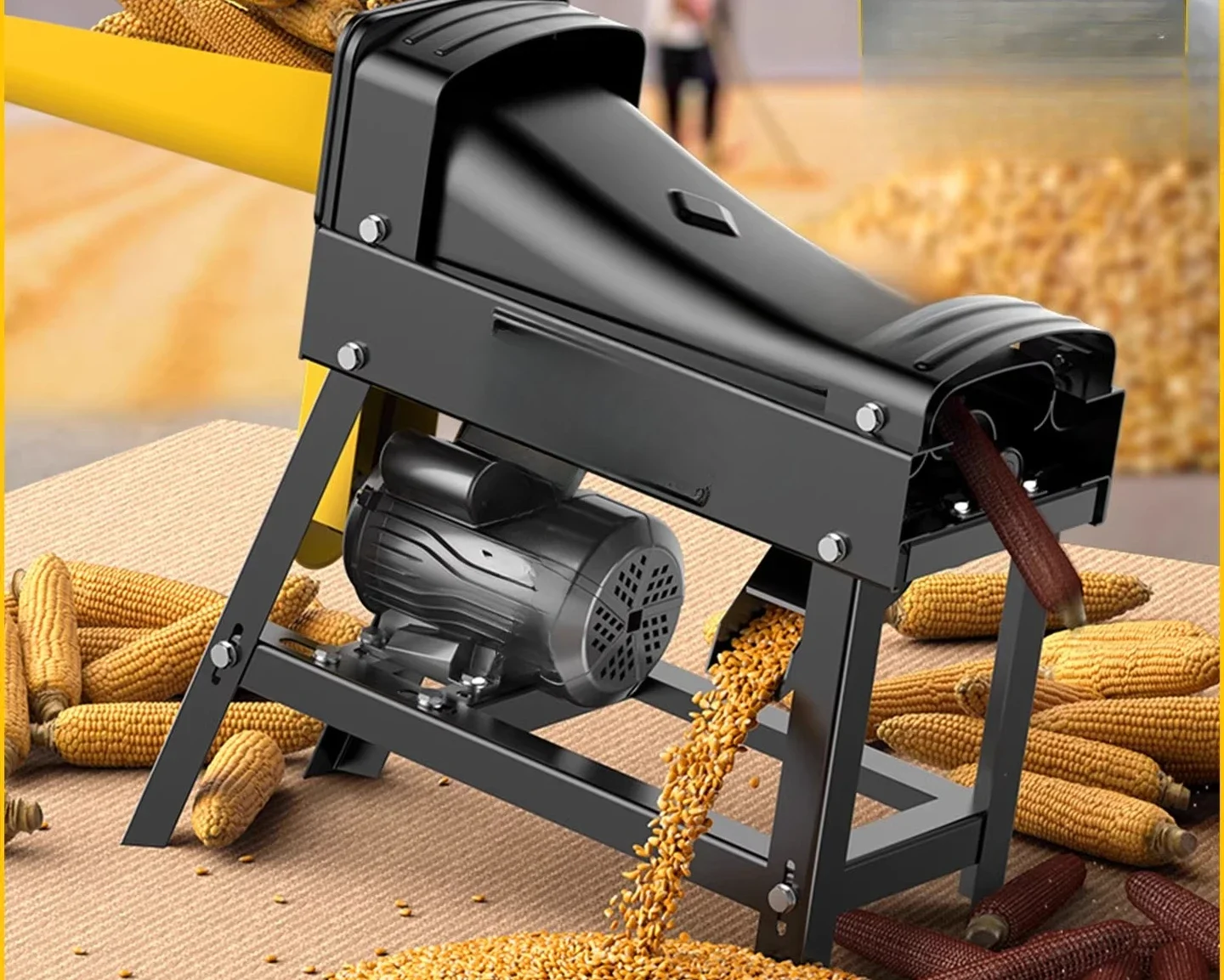 Household small automatic corn peeling electric budding rice and grain integrated threshing machine