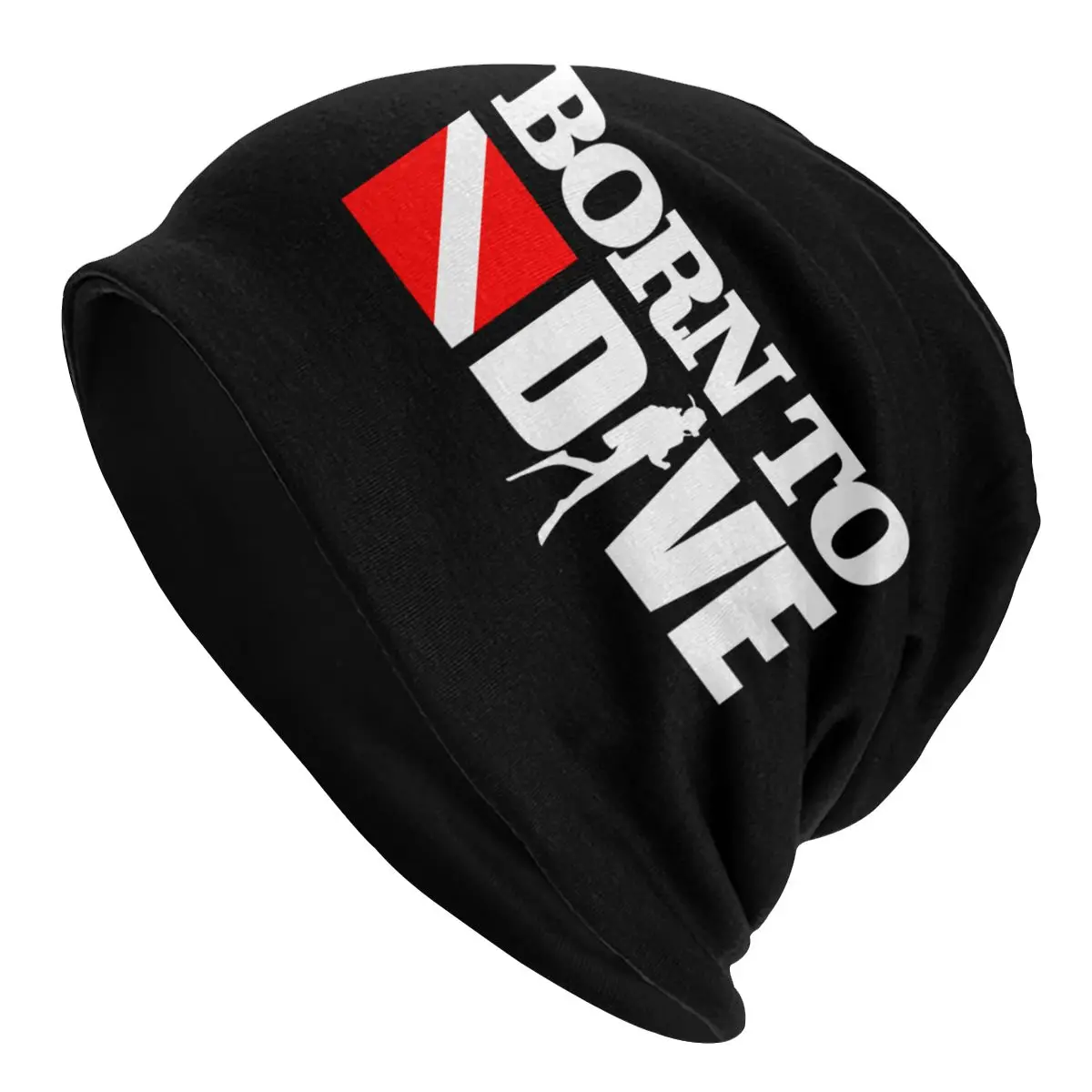 Born To Dive Skullies Beanies Caps Streetwear Winter Warm Men Women Knit Hat Unisex Adult Scuba Diving Diver Bonnet Hats