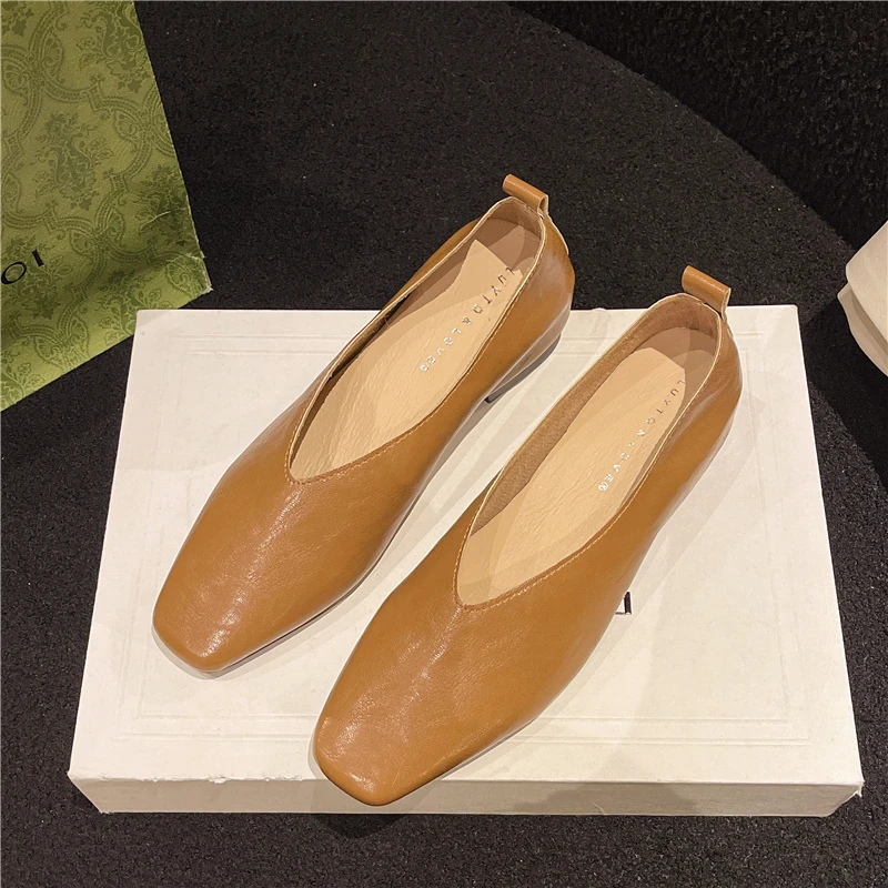 Damen-Loafer aus Echtleder Luxus-Schuhe mit Absatz Elegante Mary Janes Schuhe mit Eckiger Spitze für Höhenverstellbare Einlegesohlen – Detail 10