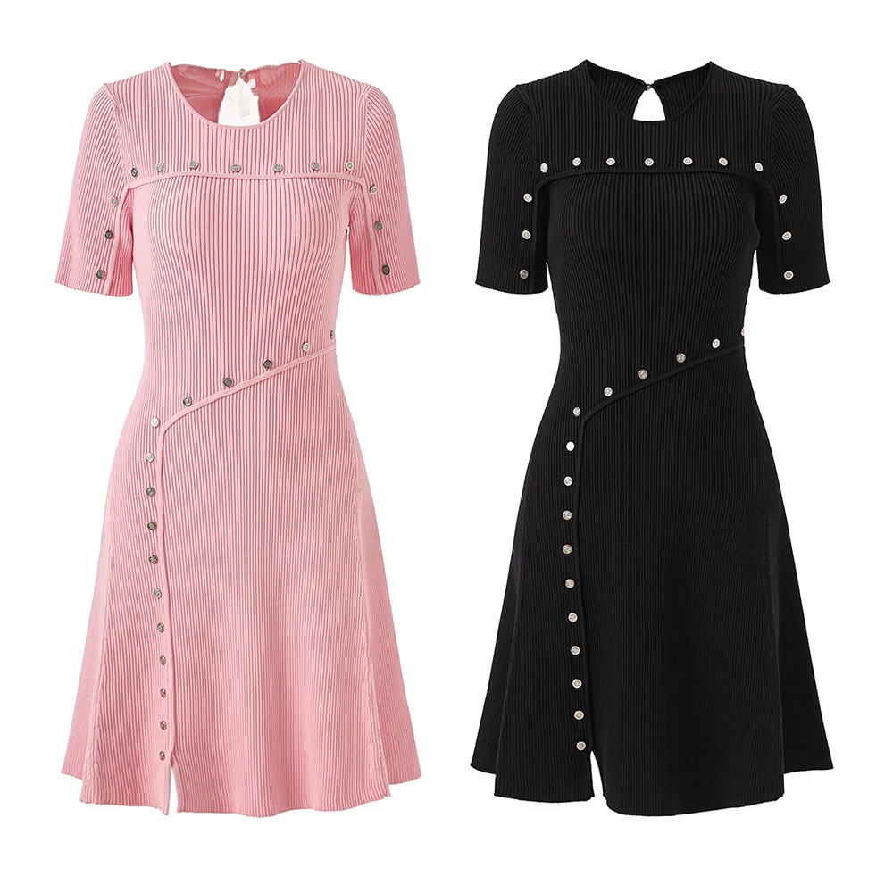 customized Slim fit irregular hollow knitted dress
