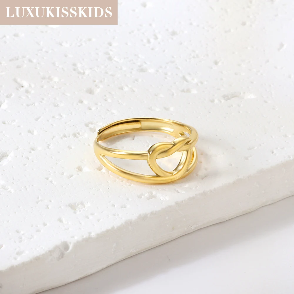 LUXUKISSKIDS Heart Cuff Rings Woman/Girls Finger Jewelry Stainless Steel Accessories Moon And Star Fashion Gold Color Jewelry