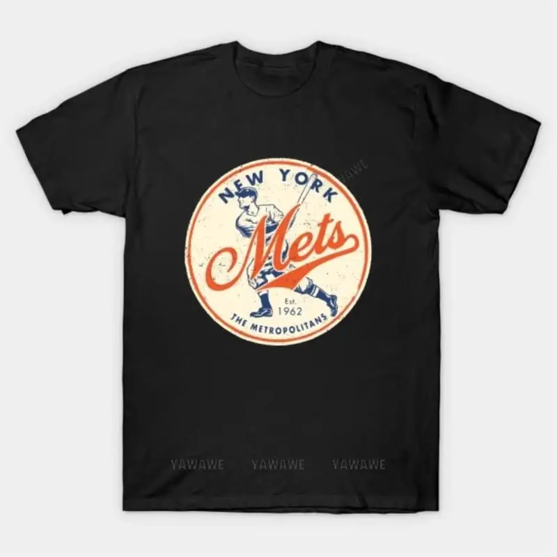 Brand man vintage T-shirt black tshirts for mens Old Style New York Mets T Shirt unisex cotton summer short sleeve tee-shirt