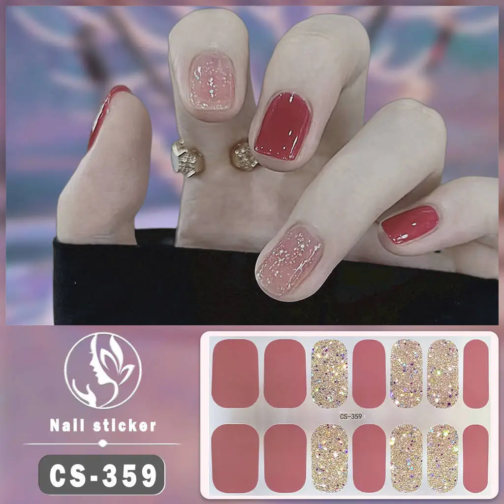 14 strisce adesivo per ciondoli per unghie autoadesivo copertura completa involucri per unghie moda donna fai da te flash gradiente 3D manicure art adesivo