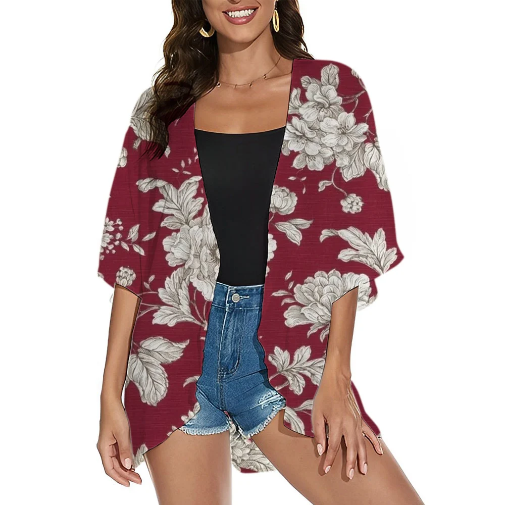 Summer Women Kimono Cardigan Shirt Beach Swimwear Coat Kimono Chiffon T-shirts Blouse Beach Sun-protection Outwear Cover Ups