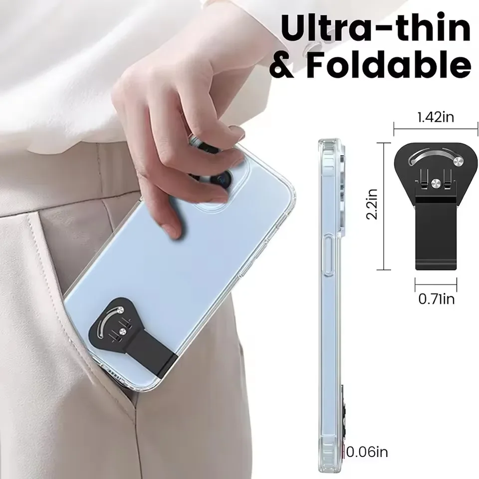 Stainless Steel Rotatable Cellphone Support Kickstand Adhesive Folding Phone Holder Bracket for IPad IPhone Invisible Stands view 6
